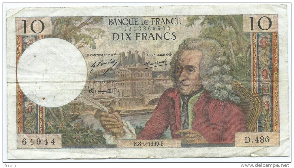 10 Francs Voltaire 1969 E - 10 F 1963-1973 ''Voltaire''