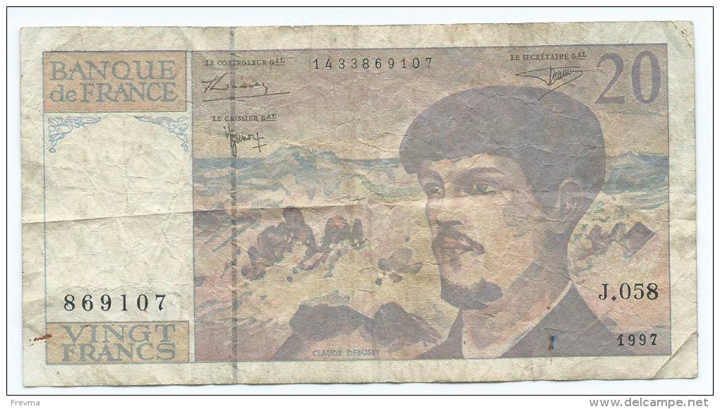 20 Francs Type Debussy 1991 - 20 F 1980-1997 ''Debussy''