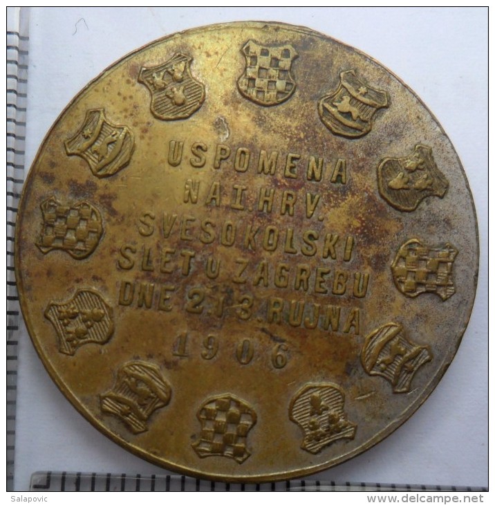 SOKOL MEDAL, Uspomena Na I. Hrvatski Svesokolski Slet, 1906, Zagreb - Gymnastics