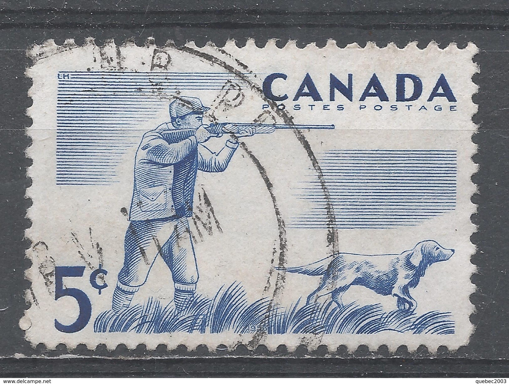 Canada 1957. Scott #367 (U) Canada's Outdoor Recreation Facilities: Hunter And Dog - Oblitérés