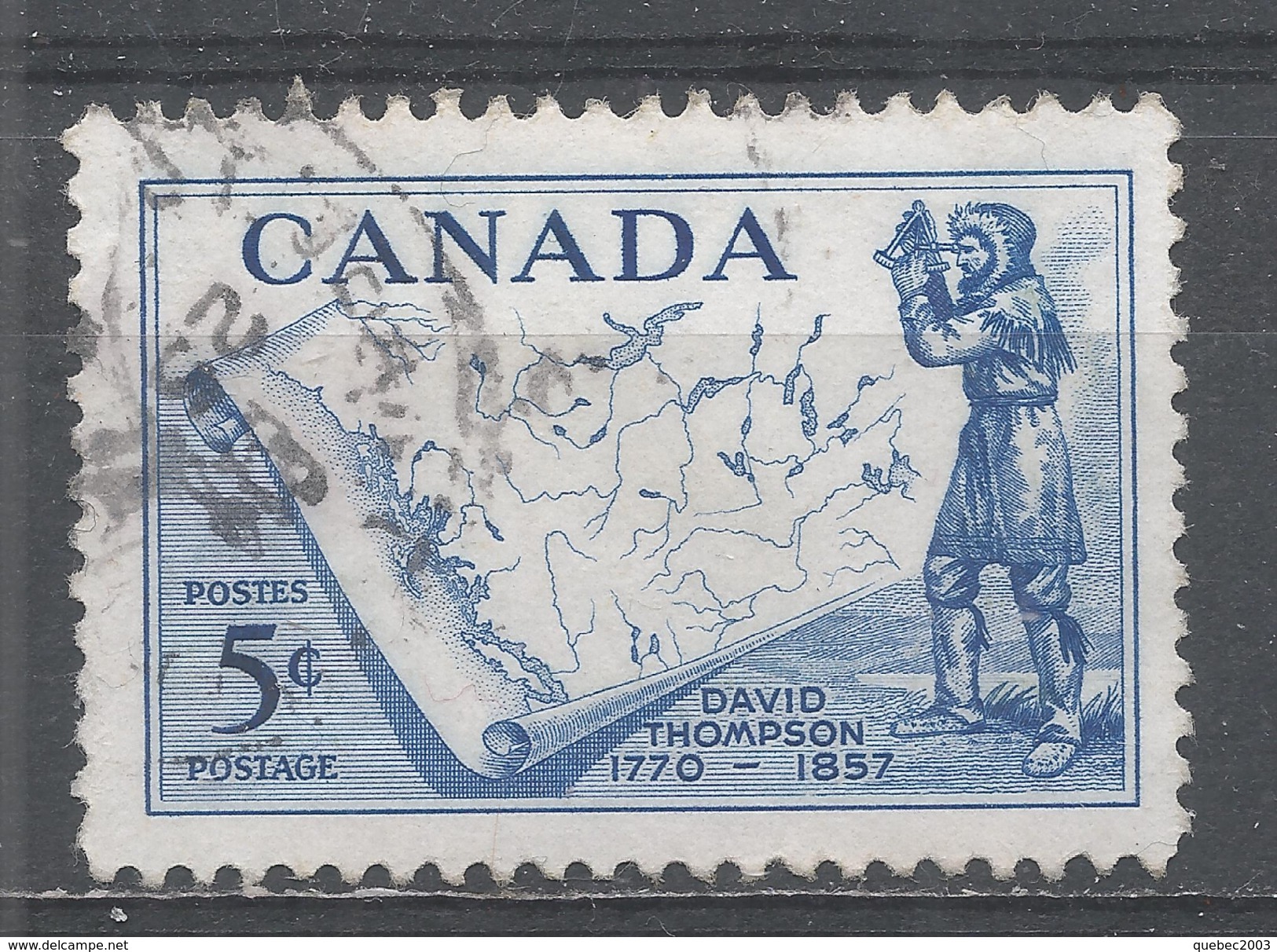 Canada 1957. Scott #370 (U) David Thompson (1770-1857), Explorer And Geographer ** Complet Issue - Oblitérés