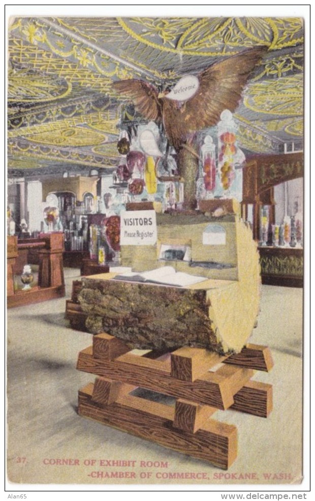 Spokane Washington Chamber Of Commerce Display Wood Carving Agriculture Products, C1900s/10s Vintage Postcard - Spokane