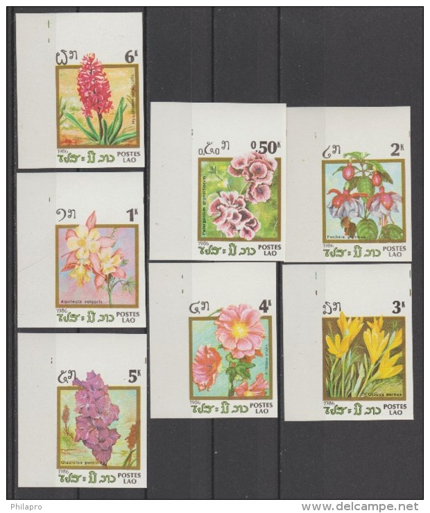 LAOS 1986  IMPERF/NON DENT FLEURS/FLOWERS  Complete Set   Réf  E7252 - Laos