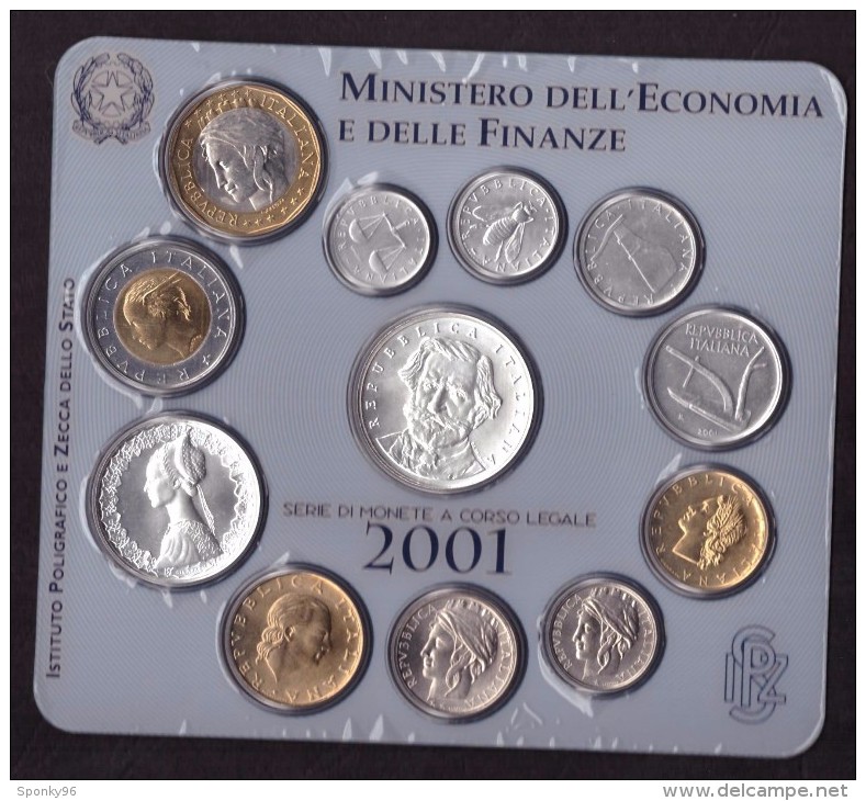 ITALIA - ANNO 2001 - SERIE DI MONETE A CORSO LEGALE - DIVISIONALE LIRA 2001 - 12 VALORI - IN CONFEZIONE ORIGINALE - - Altri – Europa