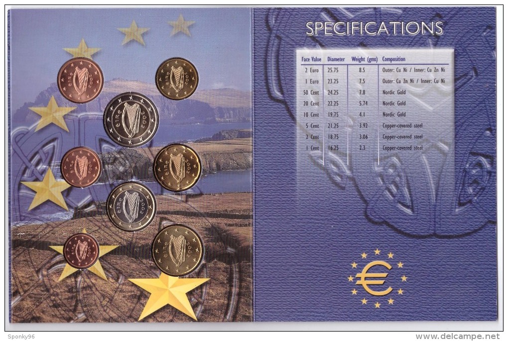 IRLANDA - IRELAND - SERIE DIVISIONALE 2002 - EURO - EURO SET - 8 VALORI - IN CONFEZIONE ORIGINALE - ORIGINAL PACKET - - Irland