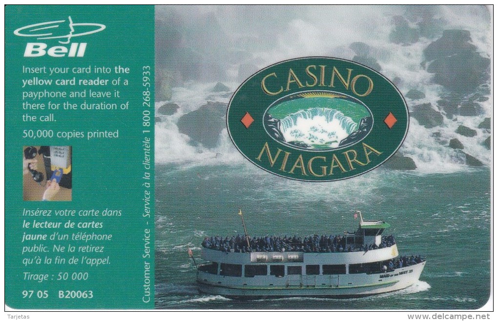 TARJETA DE CANADA DEL CASINO NIAGARA DE TIRADA 50000 (BELL) CATARATA-WATERFALL - Canada