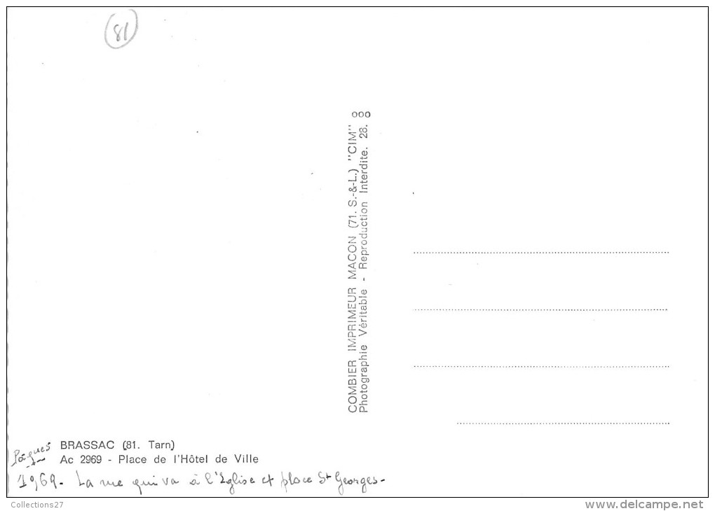81-BRASSAC- PLACE DE L'HÖTEL DE VILLE - Brassac