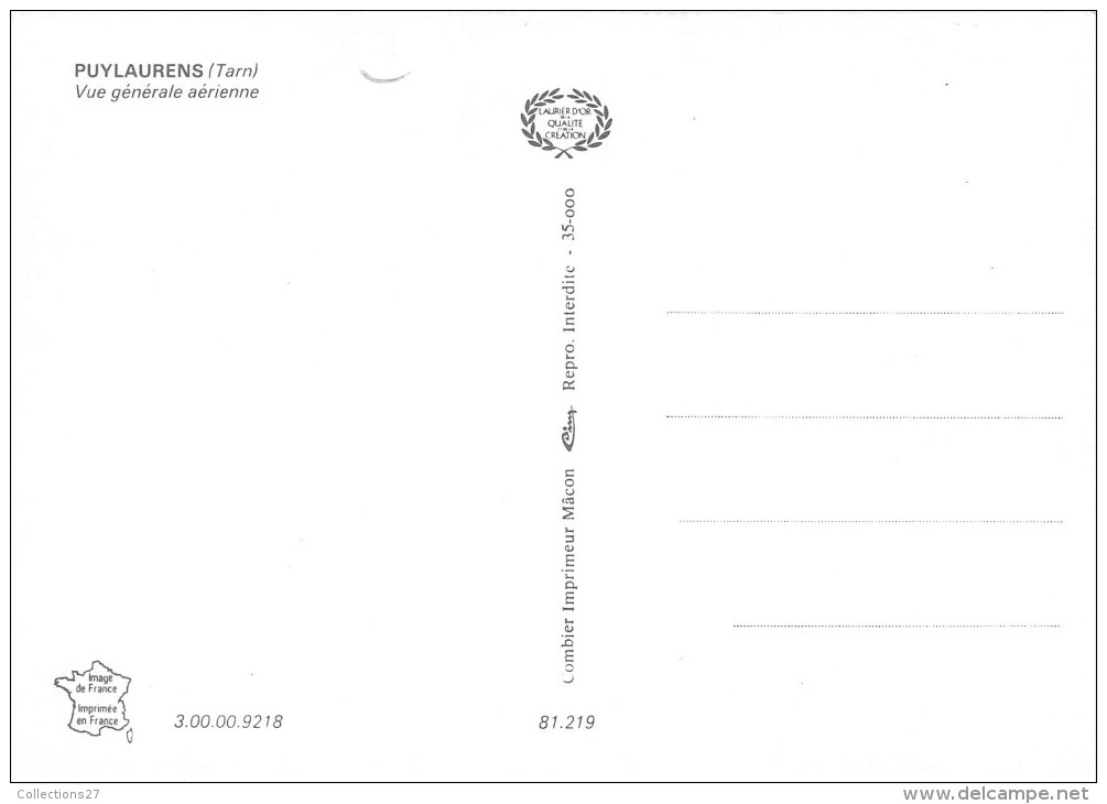 81-PUYLAURENS- VUE GENERALE AERIENNE - Puylaurens