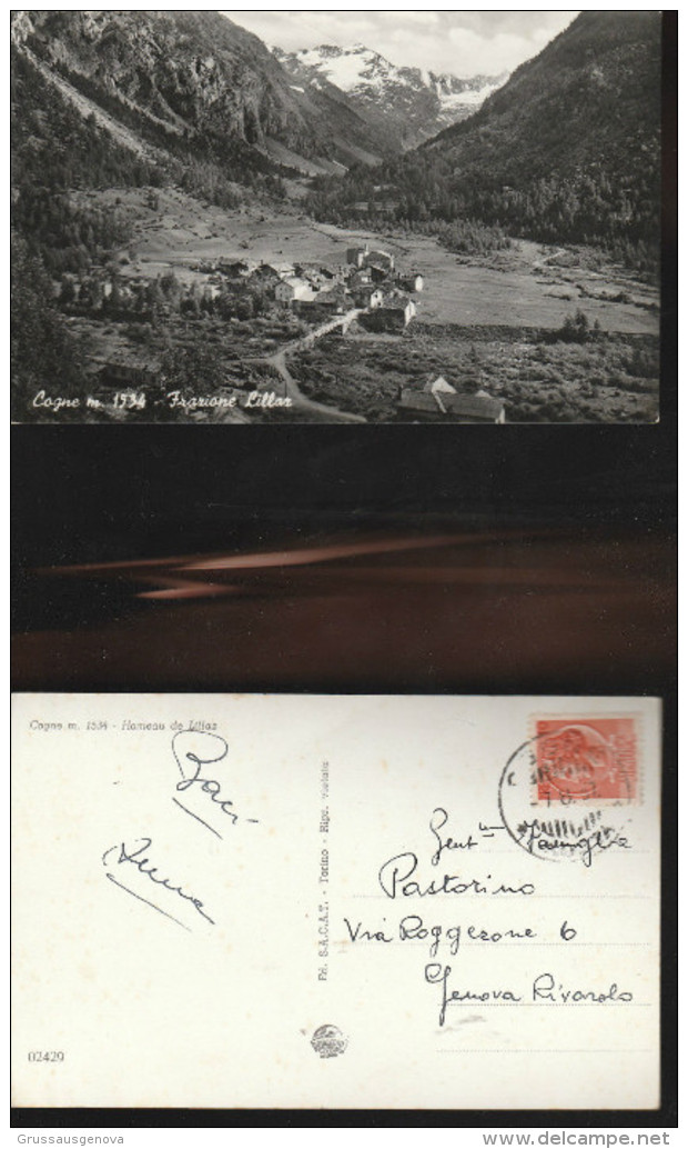 6531) VALLE D'AOSTA COGNE FRAZIONE LILLAZ VIAGGIATA 1957 - Altri & Non Classificati