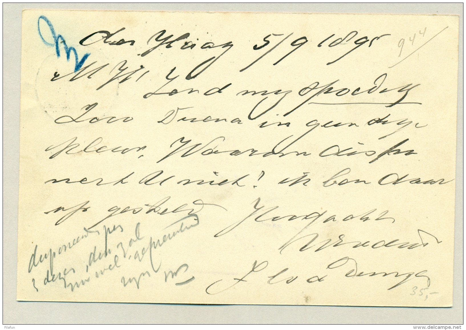 Nederland - 1895 - Grootrond Dubbelring Stempel 's Gravenhage Naar Rotterdam - Poststempels/ Marcofilie