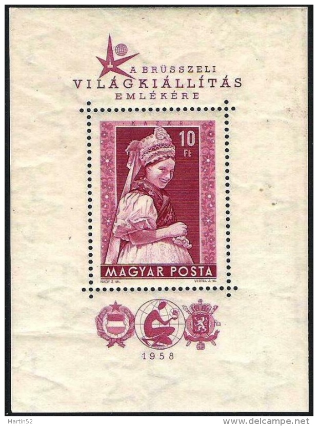 Magyar Hongrie Hungary Ungarn 1958: Michel-Nr. 1527 = Block 27  Tracht Von Kazar ** MNH (Michel € 35.00) - Kostüme