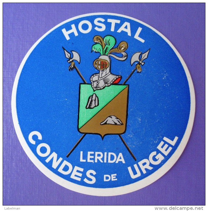 HOTEL RESIDENCIA PENSION CONDES DE URGEL LERIDA SPAIN TAG LUGGAGE LABEL ETIQUETTE AUFKLEBER DECAL STICKER MADRID - Adesivi Di Alberghi