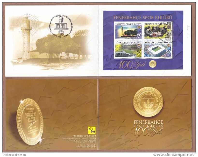 AC - TURKEY BOOOKLET - THE 100th ANNIVERSARY OF FENERBAHCE SPORTS CLUB ANKARA & ISTANBUL STAMPED 03 MAY 2007 - Carnets