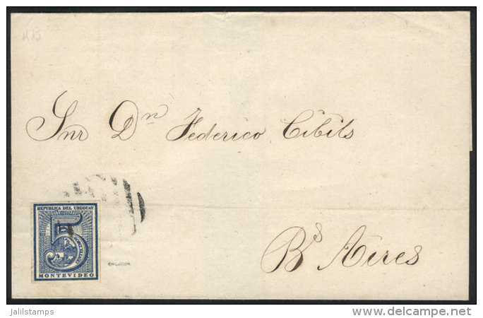 Folded Cover Franked By Sc.30 (type 46), Sent From Montevideo To Buenos Aires On 30/OC/1867, Excellent Quality! - Uruguay