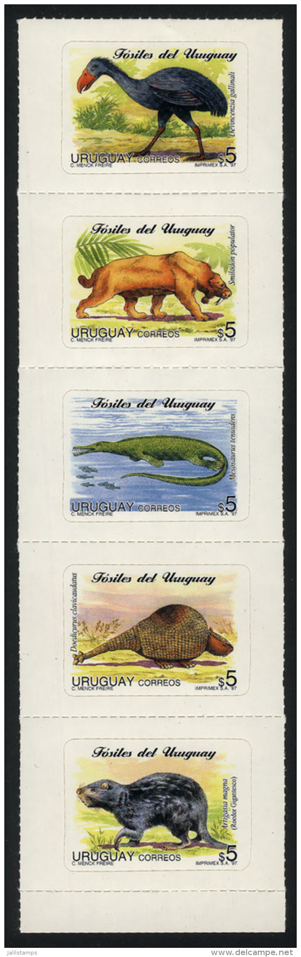 Sc.1660, 1997 Animals, Cmpl. Set Of 5 Self-adhesive Values, Excellent Quality! - Uruguay