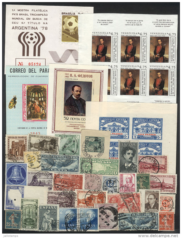 Interesting Lot Of Varied Stamps, Including Varieties For Example Imperforate And 2 PROOFS Of Peru, VF General... - Andere & Zonder Classificatie