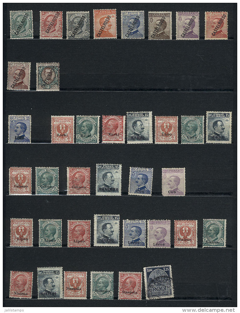 Large Stockbook With Good Stamps Of Various Countries: Italian Colonies, Monaco, San Marino, Fiume, Liechtenstein,... - Sonstige & Ohne Zuordnung