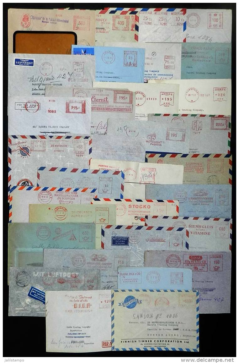 32 Covers Posted In 1950s To Argentina From Denmark, Netherlands, Italy, Hungary, France, Norway, UK, Germany Etc.,... - Other & Unclassified