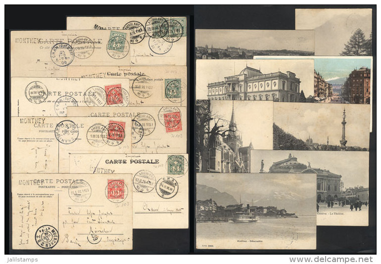 8 Postcards Sent To Cham (Germany) Between 1905 And 1906, All With Datestamp "AMBULANT N&ordm; 8", Very Good Views... - Autres & Non Classés