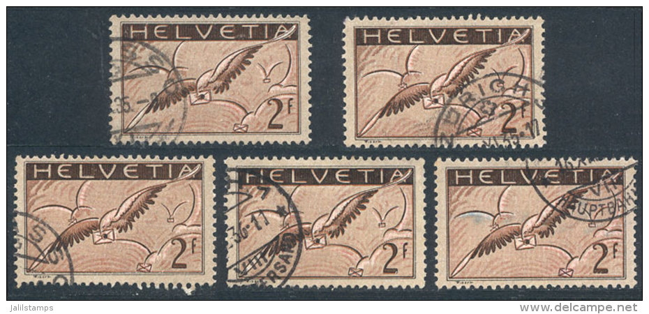 Sc.C15, 5 Used Examples, All Without Grilled Gum, Fine To Very Fine Quality, Catalog Value US$425. - Neufs