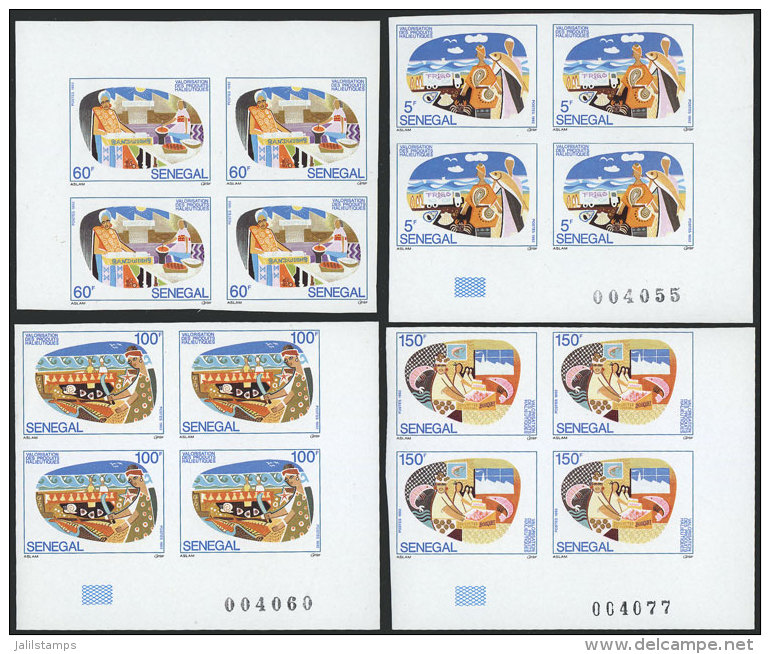 Yvert 968/971, 1992 Fish Industry, Complete Set Of 4 Values In IMPERFORATE BLOCKS OF 4, Excellent Quality! - Senegal (1960-...)
