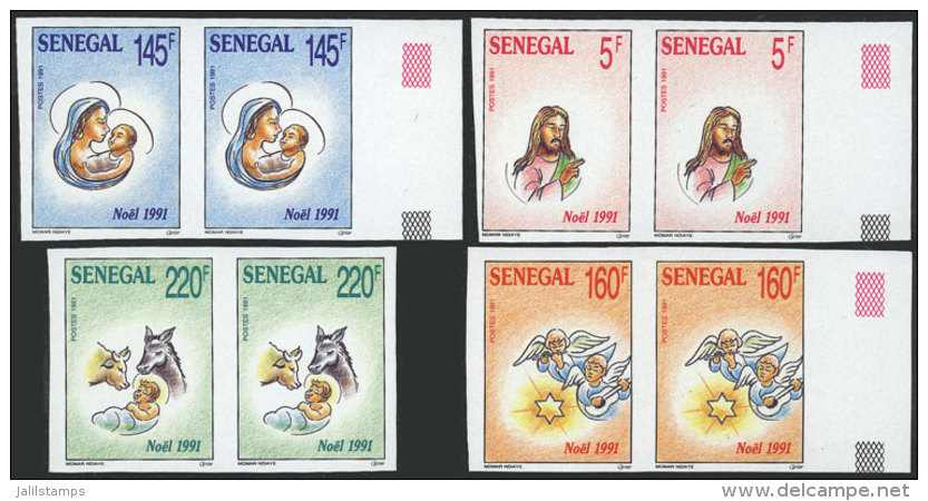 Yv.935/938, 1991 Christmas, Complete Set Of 4 Values, IMPERFORATE PAIRS, Excellent Quality! - Senegal (1960-...)