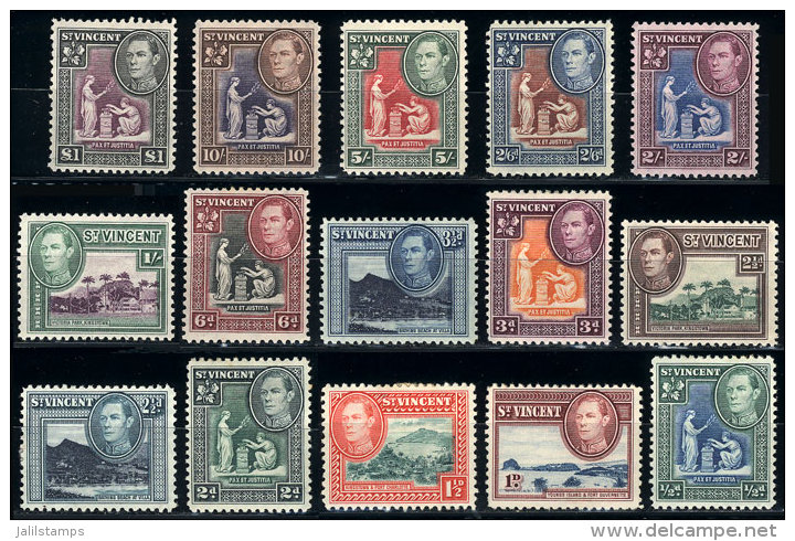 Sc.141/151, 1938/47 Various Views Of The Colony, Cmpl. Set Of 15 Values, Mint (a Couple Without Gum), Fine Quality,... - St.Vincent (1979-...)