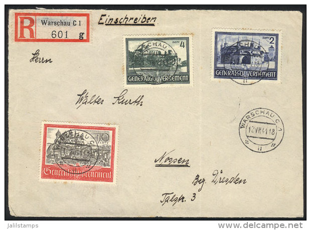 Michel 63/65, The Set Of 3 Values On A Front Of Registered Cover Sent From Warschau To Nossen On 12/JUL/1941. - Andere & Zonder Classificatie