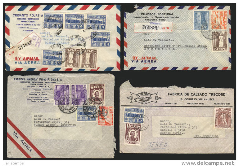 More Than 80 Covers Sent To Argentina In The 1940s And 1950s, Many With Nice Commercial Cachets, Some Good... - Pérou