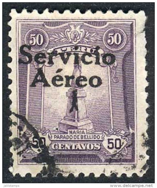 Yvert 1, "El Marinerito", 1927 50c. Used, First Printing, Overprint Type V (of The Matrix Of 5 Types That Is... - Peru