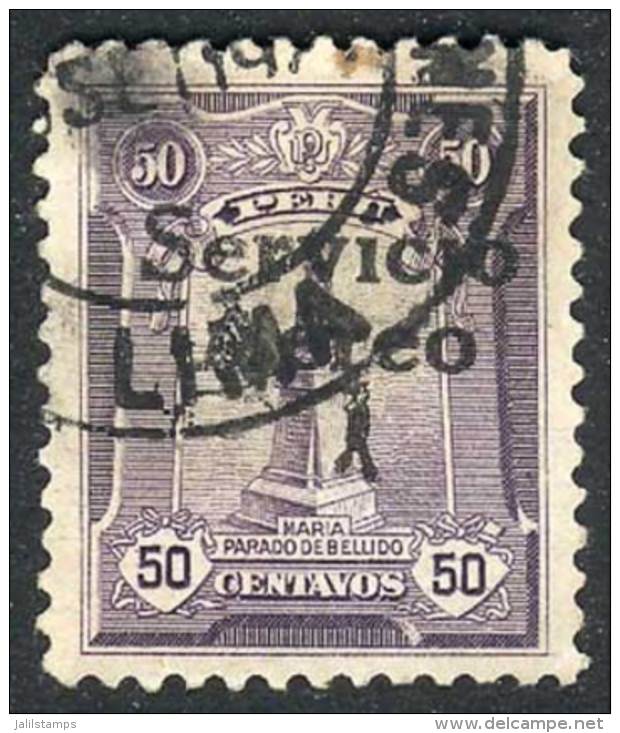 Yvert 1, "El Marinerito", 1927 50c. Used, First Printing, Overprint Type III (of The Matrix Of 5 Types That Is... - Peru