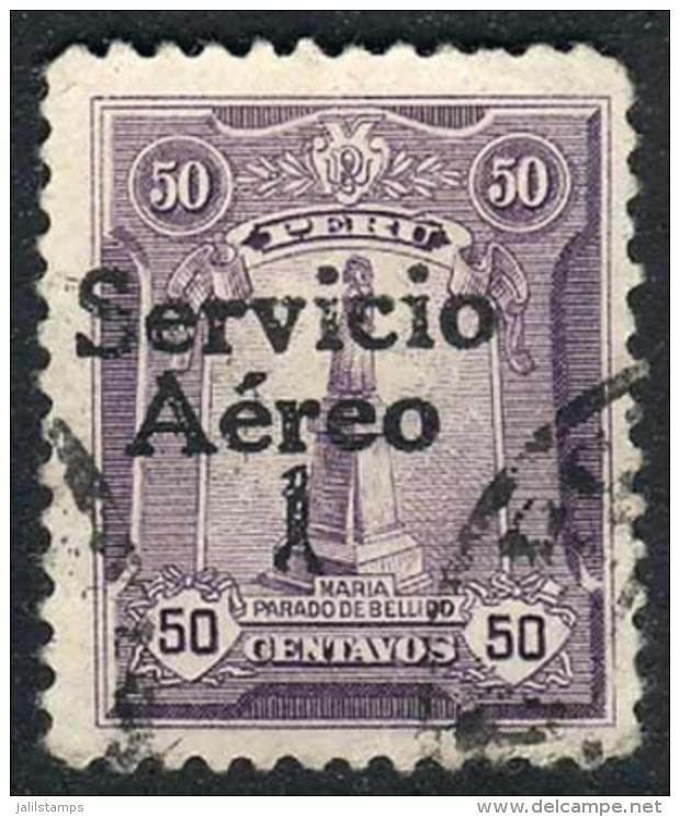 Yvert 1, "El Marinerito", 1927 50c. Used, First Printing, Overprint Type II (of The Matrix Of 5 Types That Is... - Peru