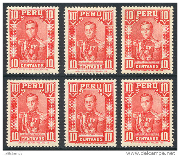 Sc.310, 6 Examples, Mint Lightly Hinged, Fine To Very Fine General Quality, Catalog Value US$165. - Pérou