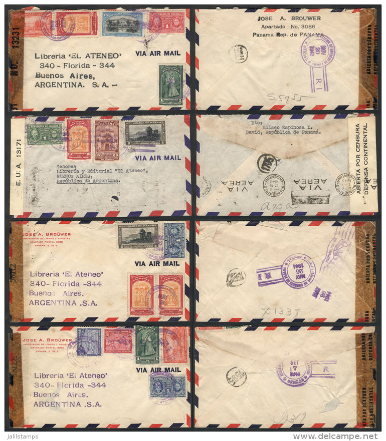 9 Covers Sent To Argentina Between 1943 And 1944, Very Nice Postages, ALL With Censor Marks, Very Fine Quality, Lot... - Panama