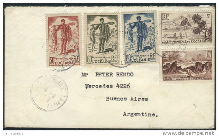 Cover With Nice Multicolored Postage (5 Different Stamps), Sent From Tahiti To Argentina (unusual Destination), VF... - Andere & Zonder Classificatie