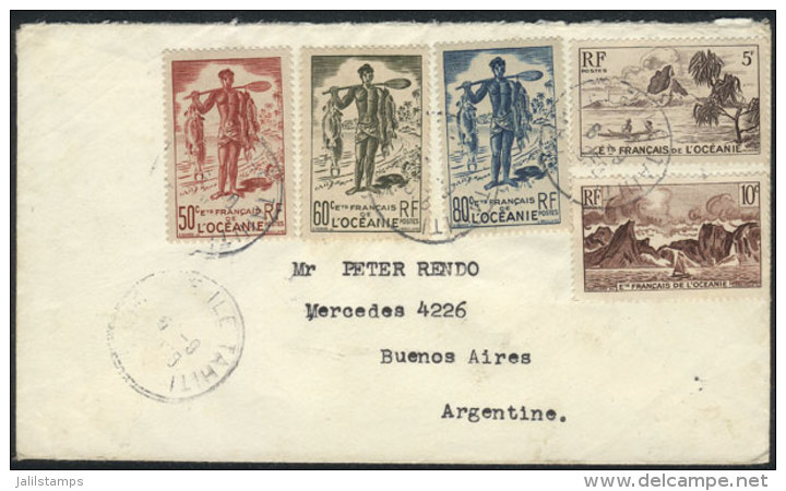 Cover With Nice Multicolored Postage (5 Different Stamps), Sent From Tahiti To Argentina (unusual Destination), VF... - Sonstige & Ohne Zuordnung