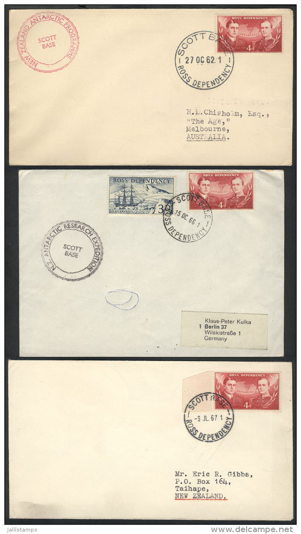 3 Covers Sent From The Scott Base Between 1962 And 1967, Interesting! - Sonstige & Ohne Zuordnung