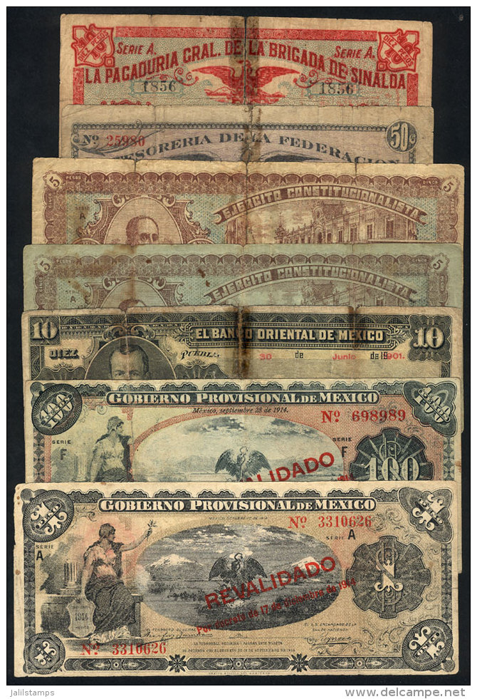7 Old Banknotes (paper Money), Interesting! - Mexico