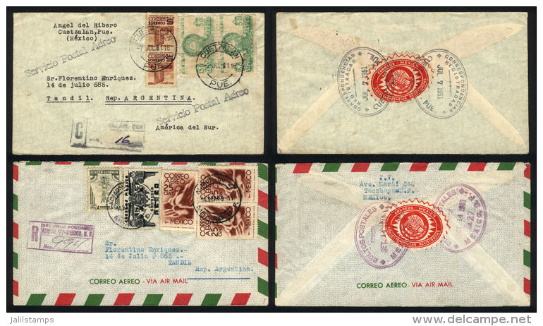 More Than 110 Airmail Covers Sent To Argentina In 1940/50s, Many Are Registered Pieces With Official Seals On Back,... - Mexiko