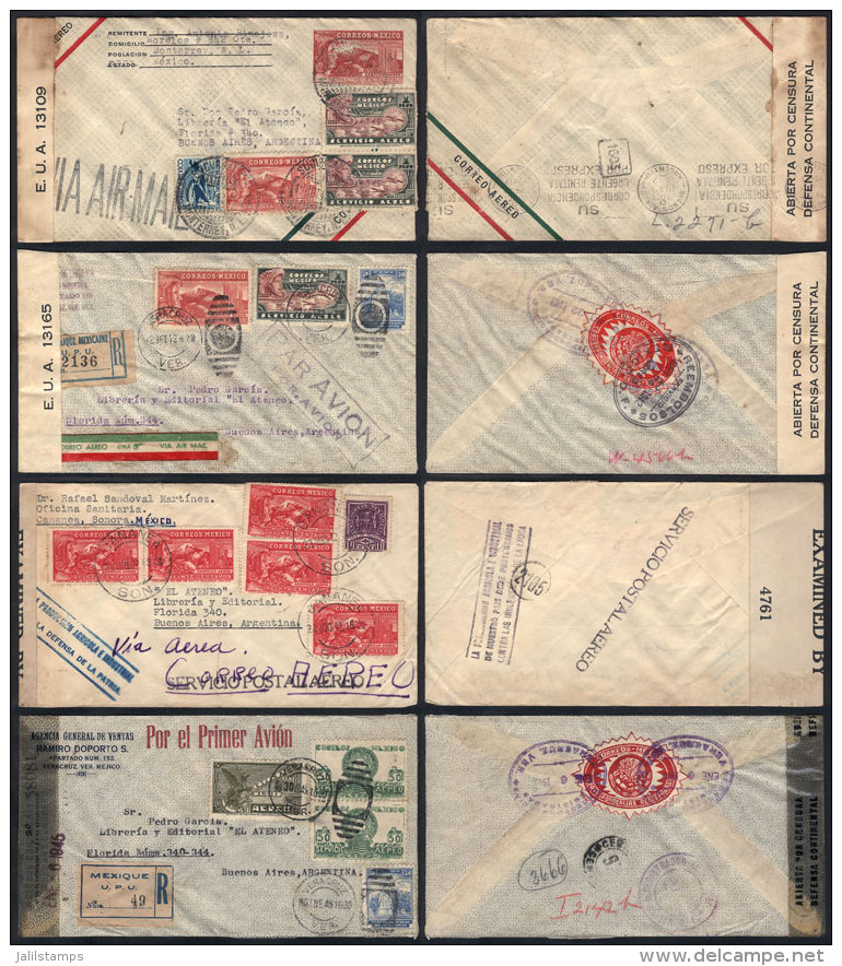 27 Covers Sent To Argentina Between 1942 And 1945, Very Nice Postages, Many Registered (with Official Seals On... - Mexico