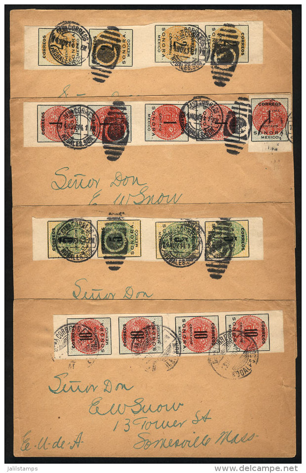 4 Covers Posted In 1914, Interesting Postages And Cancels, VF General Quality! - Mexico