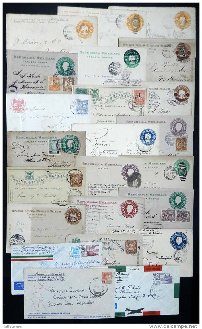 23 Varied Postal Stationeries Used Between 1896 And 1974, Several With Very Interesting Cancels (for Example Of... - Mexique