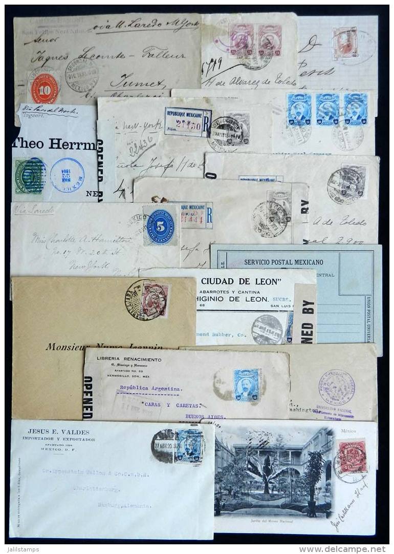 17 Covers Or Cards, Most Posted Between 1873 And 1923, With Some Very Interesting Postages, Cancels And... - Mexico