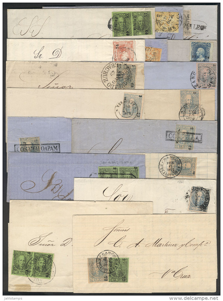 17 Folded Covers And Entire Letters Posted Between 1861 And 1874, With Some Very Interesting Postages And Cancels,... - Mexique