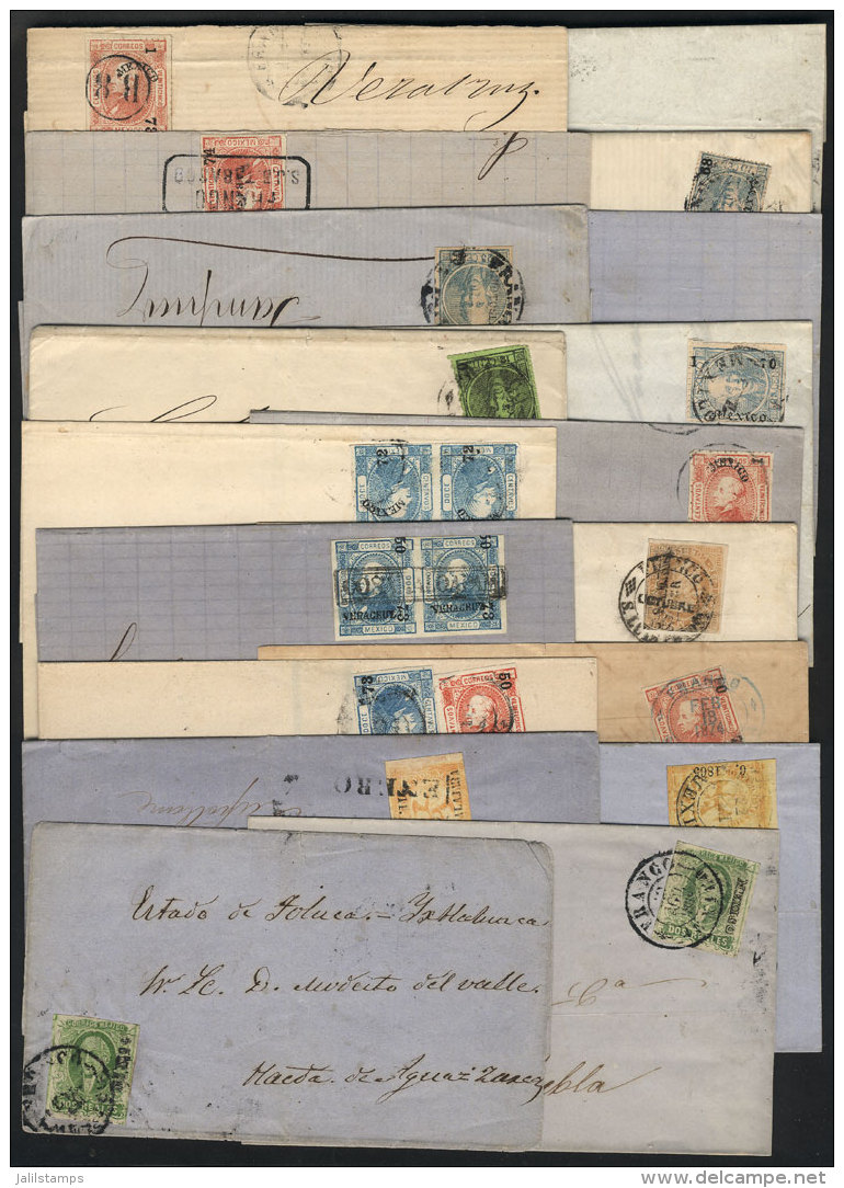 18 Folded Covers And Entire Letters (3 Or 4 Are Large Fragments) Posted Between 1858 And 1874, With Some Very... - Mexico