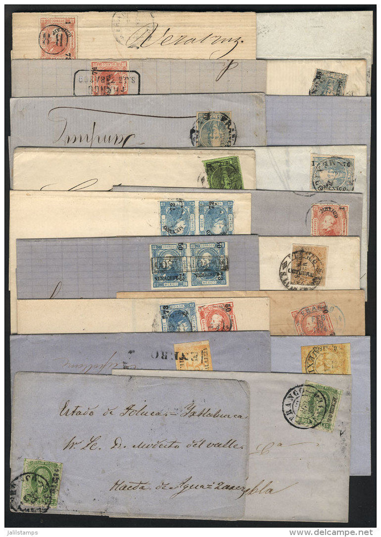 18 Folded Covers And Entire Letters (3 Or 4 Are Large Fragments) Posted Between 1858 And 1874, With Some Very... - Mexiko