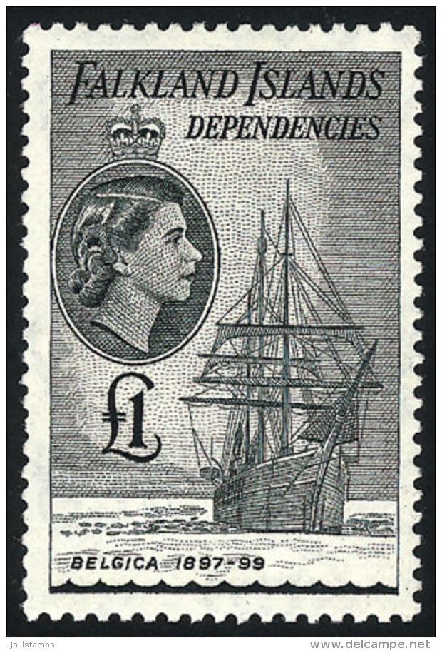 Sc.1L33, 1954 Ship 1&pound;, High Value Of The Set, VF Quality, Catalog Value US$87+ - Falkland