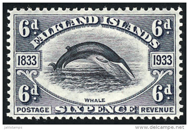 Sc.70, 1933 6p. Whale, Very Fine Quality! - Falkland