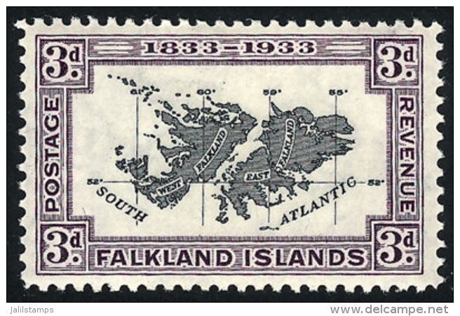 Sc.69, 1933 3p. Map Of The Islands, VF Quality! - Falklandinseln