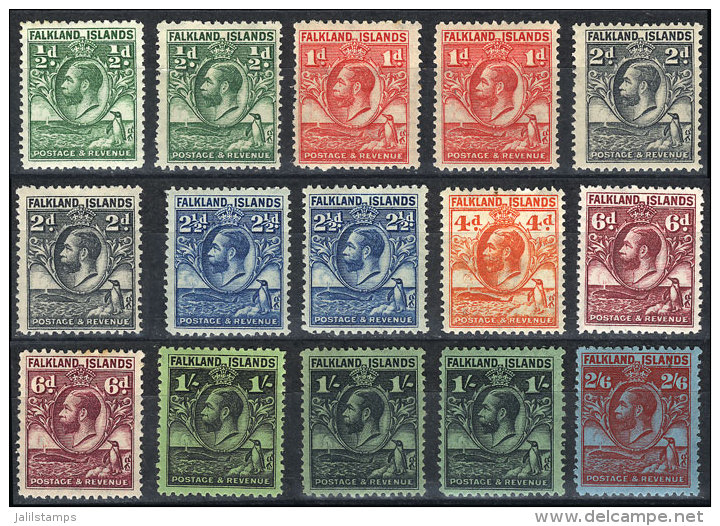 Sc.54/61, 1929/31 George V With Penguin And Whale, &frac12;p. To 2/6, Of Several Values There Are More Than 1... - Falkland